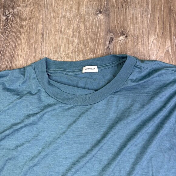Son Of A Tailor Mens Cerulean Blue Merino Wool Crewneck Long Sleeve T-Shirt XL - Picture 4 of 12